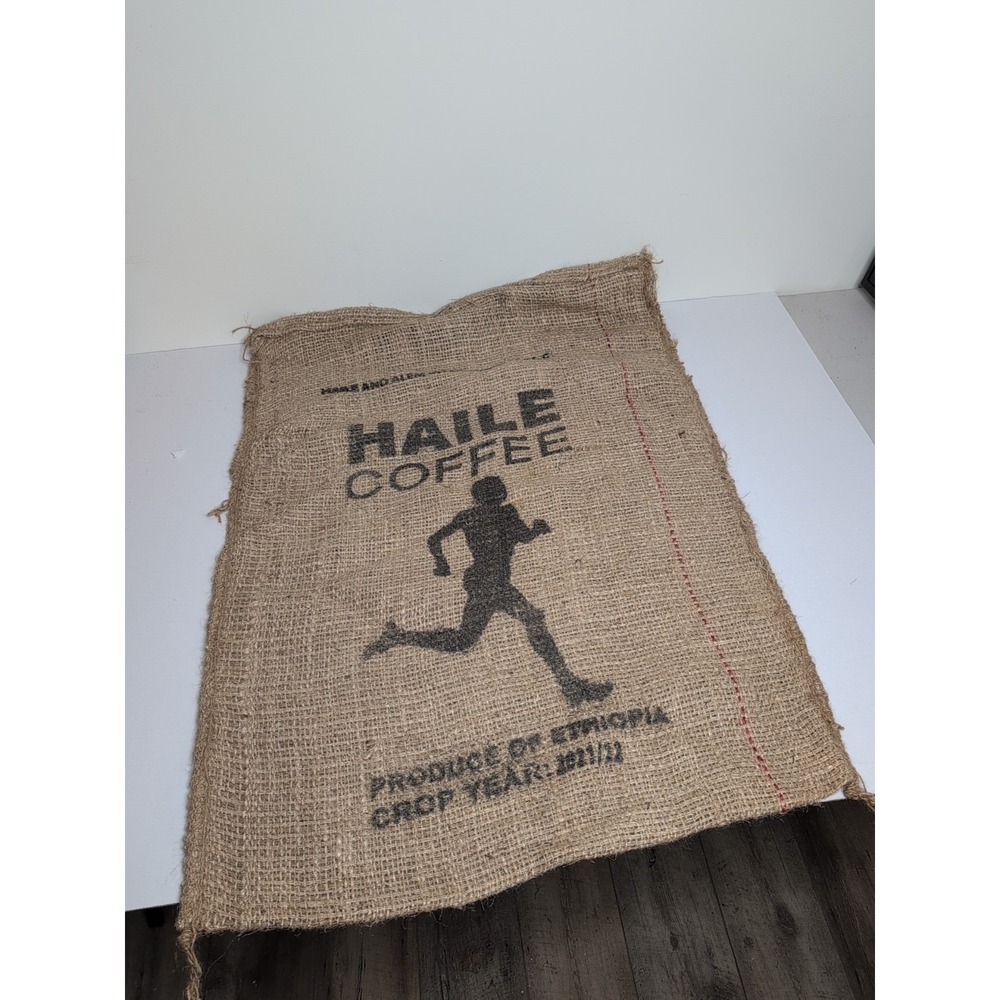 Coffee Bean Sack Burlap Storage 39" x 28" Haile Product Of Ethiopia Arabic